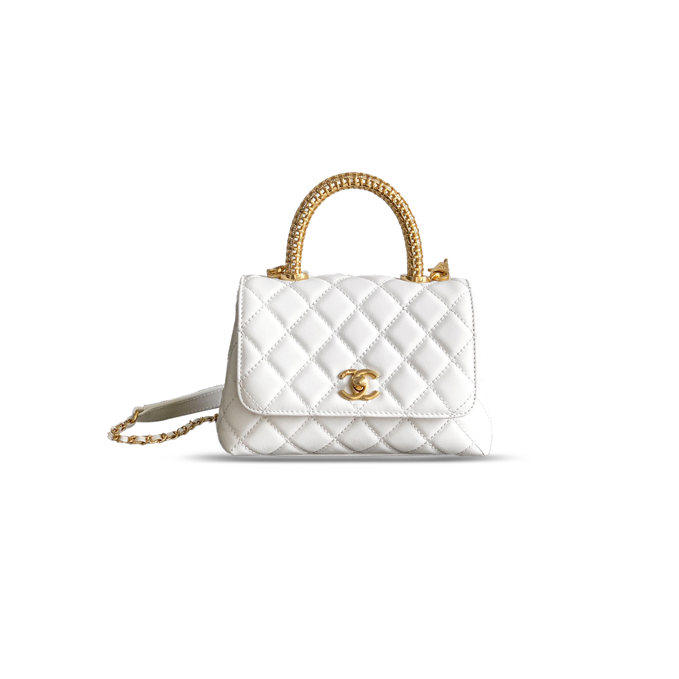 CHANEL MINI 25A CALFSKIN QUILTED TOP HANDLE FLAP BAG AS2212 (19*13*9cm)